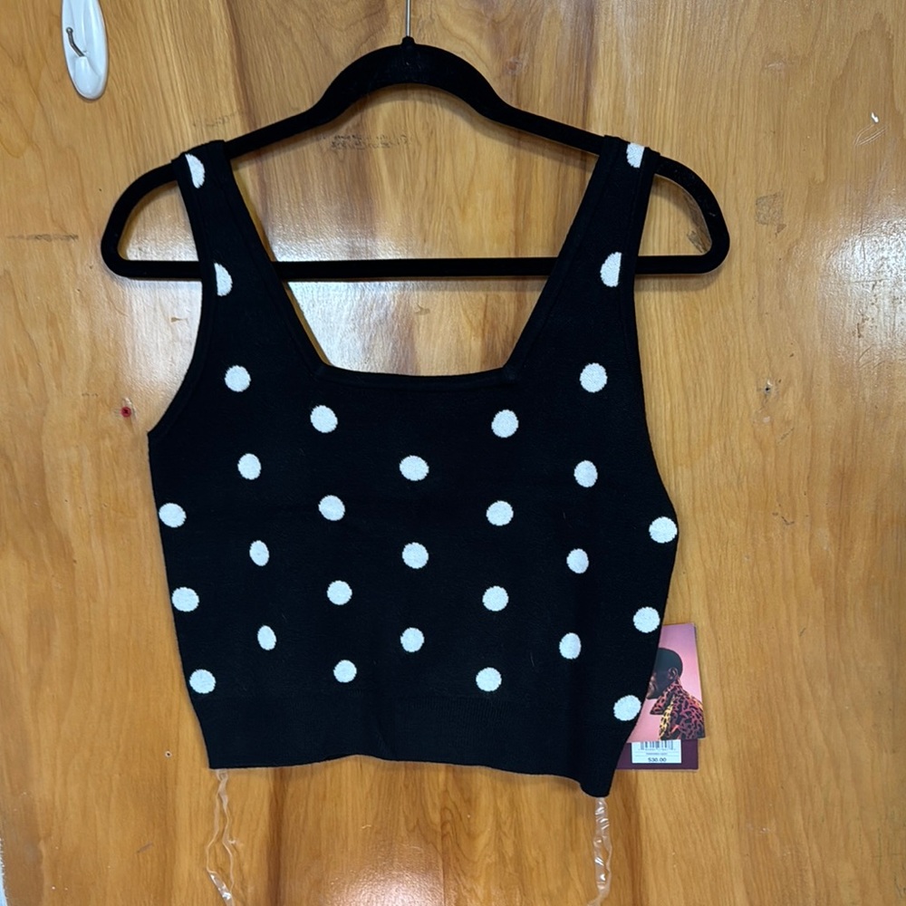 Victor Glemaud Black and White Polka Dot Crop Tank